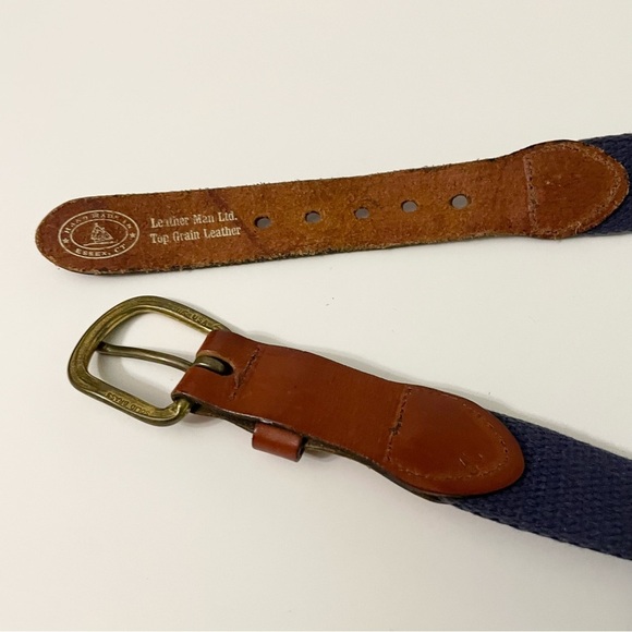 Leather Man Essex Top Grain Leather Nautical World Flags Belt Size 30 - Picture 7 of 12